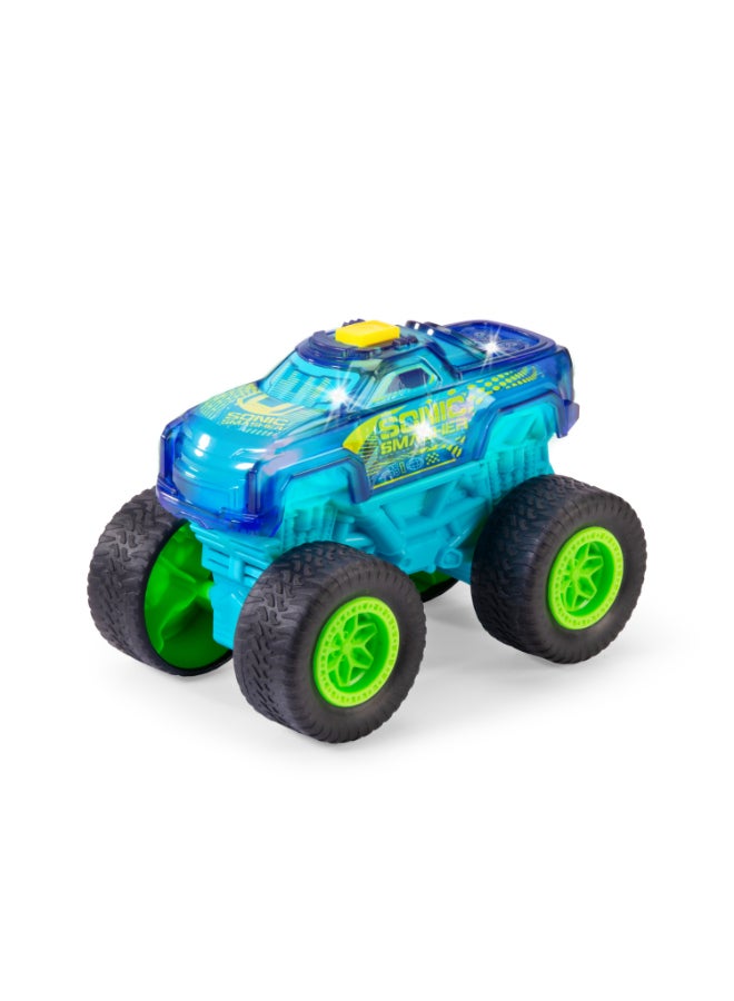 Dickie Item 203762006-Dickie Toys - Sonic Smasher Monster Truck with Light Change & Music (17 cm) - Wind-up Car from 3 Years with Retraction and Rubber Tyres, Toy Car for Children, Includes Batteries. Years 3+ - Image 2