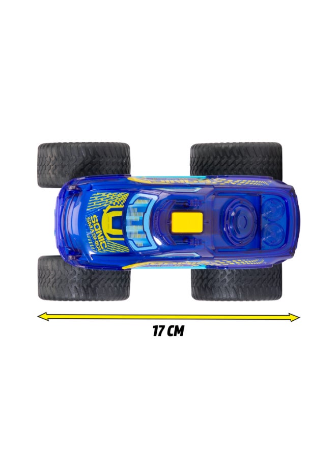 Dickie Item 203762006-Dickie Toys - Sonic Smasher Monster Truck with Light Change & Music (17 cm) - Wind-up Car from 3 Years with Retraction and Rubber Tyres, Toy Car for Children, Includes Batteries. Years 3+ - Image 5