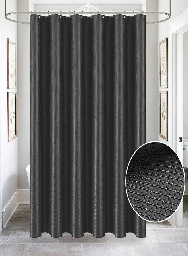 Tititex 8G Heavy Duty Plastic Solid Black Shower Curtain Liner with 3 Magnets - Texture Waffle Grid Plaid Pattern PEVA Waterproof Shower Liner Bathroom Accessories 72x72 inch - Image 1