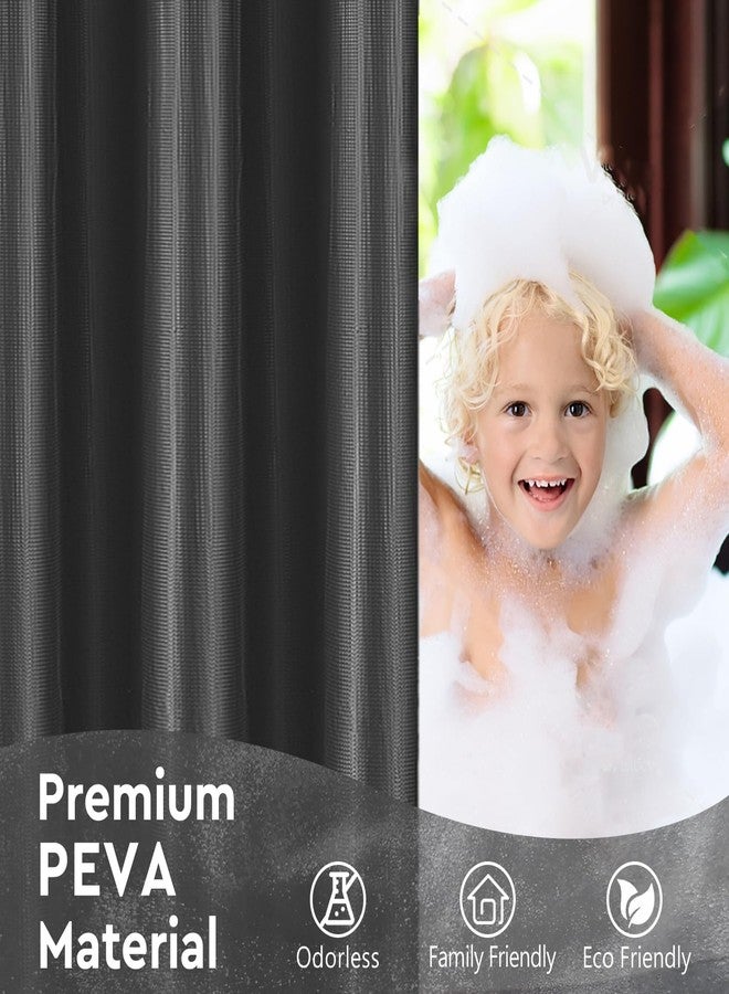 Tititex 8G Heavy Duty Plastic Solid Black Shower Curtain Liner with 3 Magnets - Texture Waffle Grid Plaid Pattern PEVA Waterproof Shower Liner Bathroom Accessories 72x72 inch - Image 4