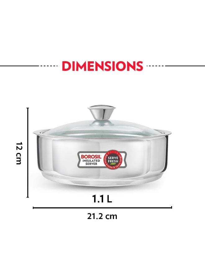 BOROSIL Stainless Steel Insulated Roti Server, 1.1 Litres, Silver - Image 2