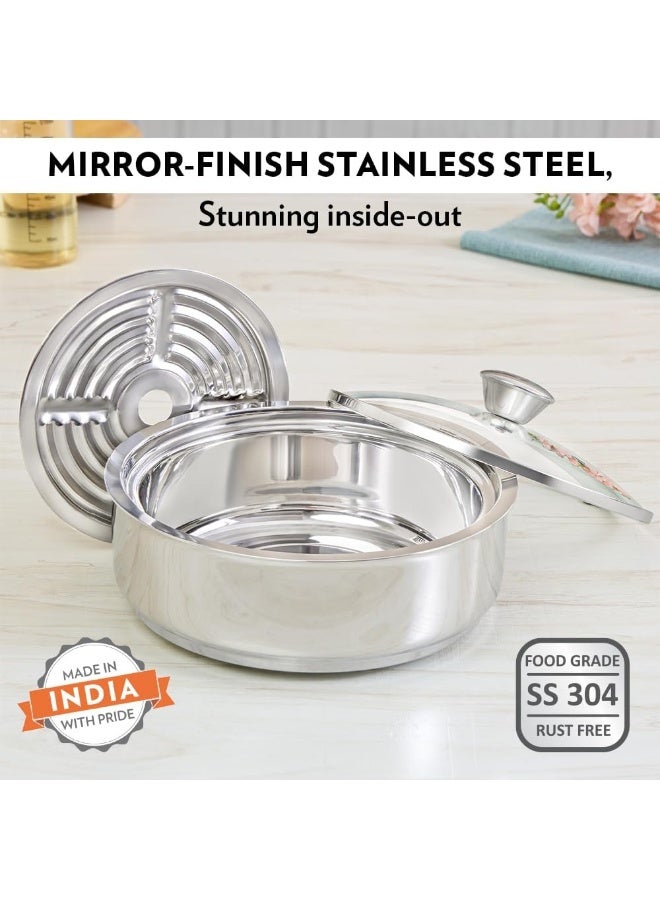 BOROSIL Stainless Steel Insulated Roti Server, 1.1 Litres, Silver - Image 3