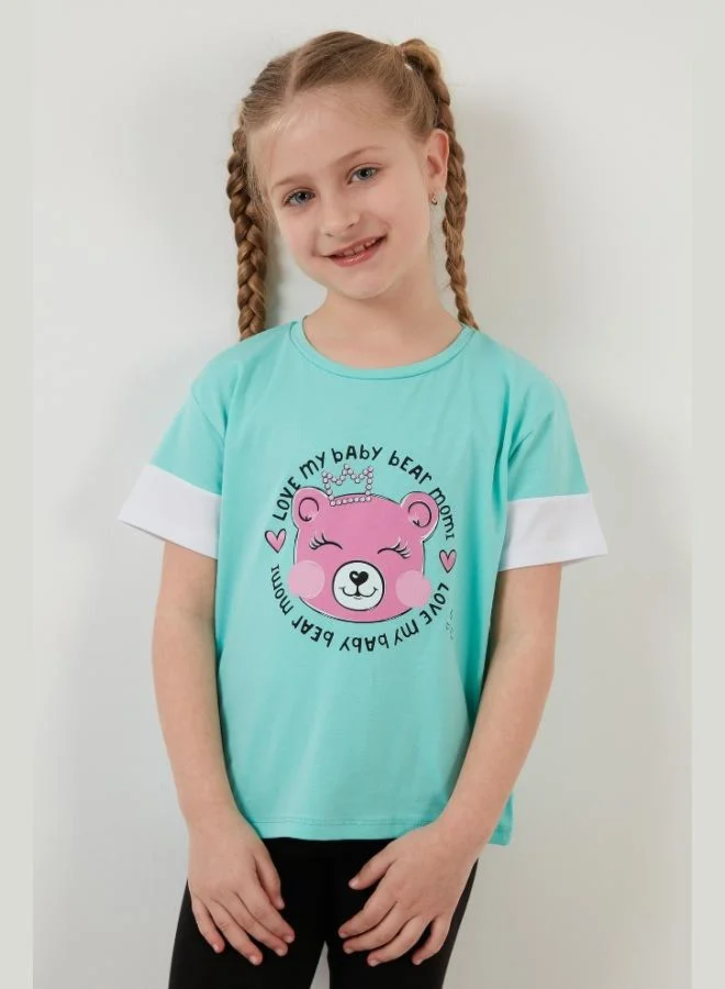 Lela Lela Cotton Printed Crew Neck T Shirt Girl T-Shirt 6211038