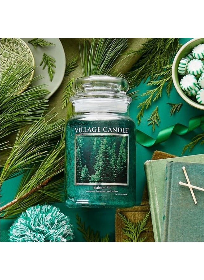 Village Candle Village Candle Balsam Fir Large Apothecary Jar, Scented Candle, 21.25 oz., Green  - Image 2