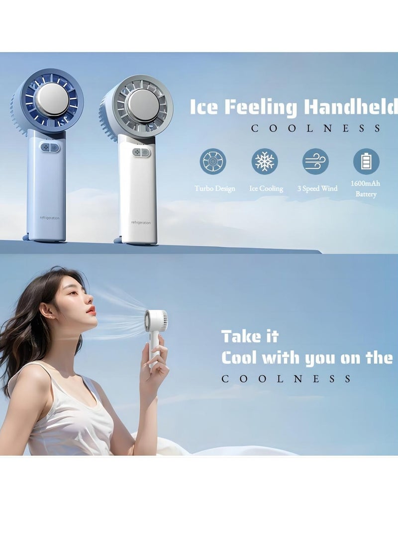 Ice Cooling Handheld Fan USB 3 Speeds Low Noise Pocket Cooling Fan with Cold Compress Function Portable for Travel