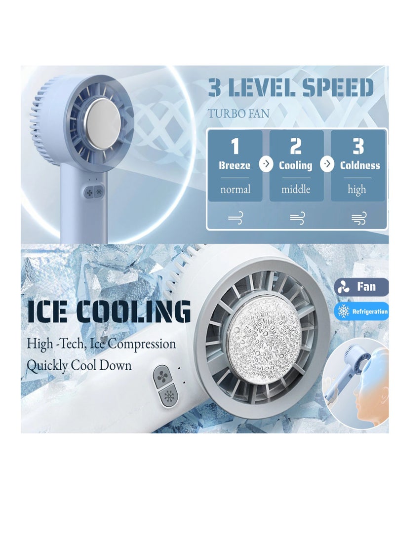 Ice Cooling Handheld Fan USB 3 Speeds Low Noise Pocket Cooling Fan with Cold Compress Function Portable for Travel