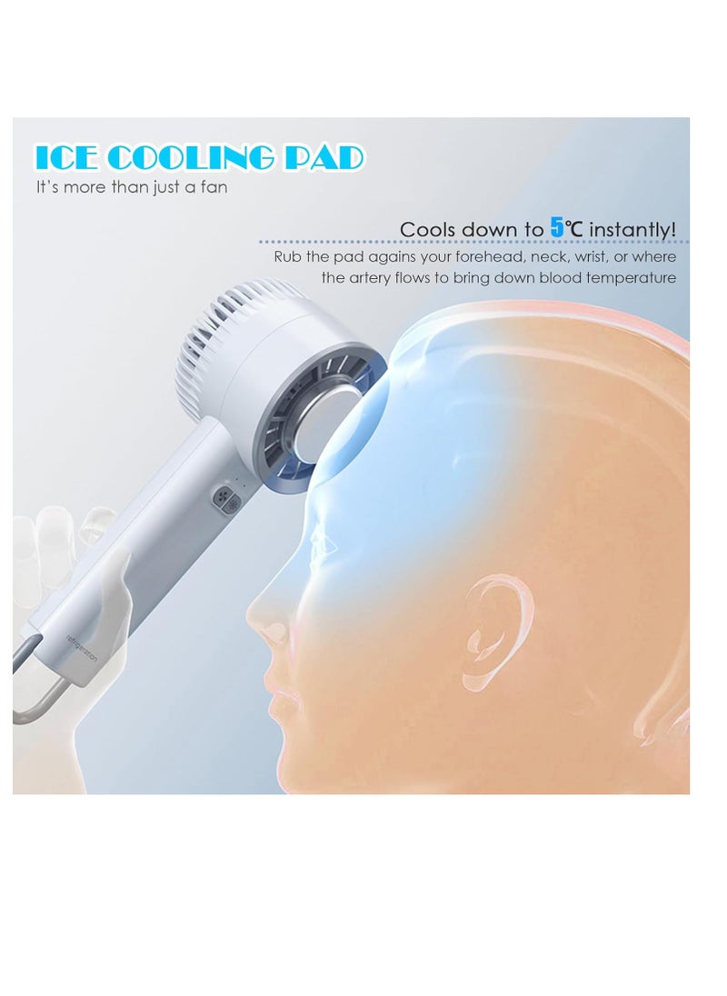 Ice Cooling Handheld Fan USB 3 Speeds Low Noise Pocket Cooling Fan with Cold Compress Function Portable for Travel