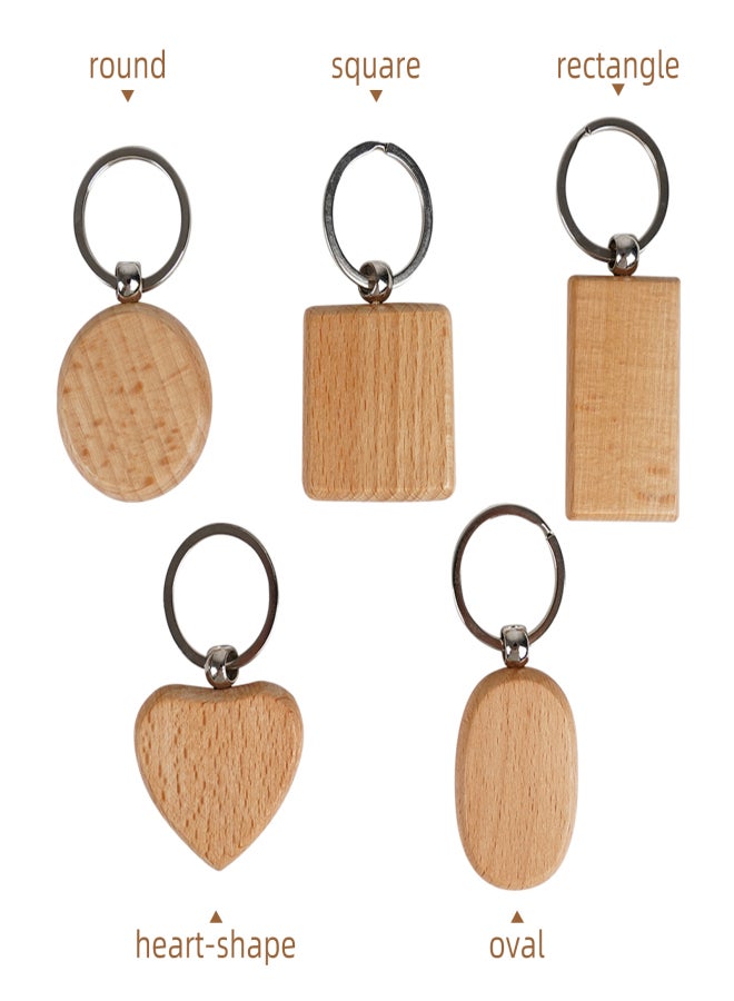Two Trees 5PCS Blank Wooden Key Chains Rectangle Beech Wood Keychain Pendant for Engraving DIY Material Craft Wedding Birthday Christmas Ornament Decor Accessories Gift - Image 4