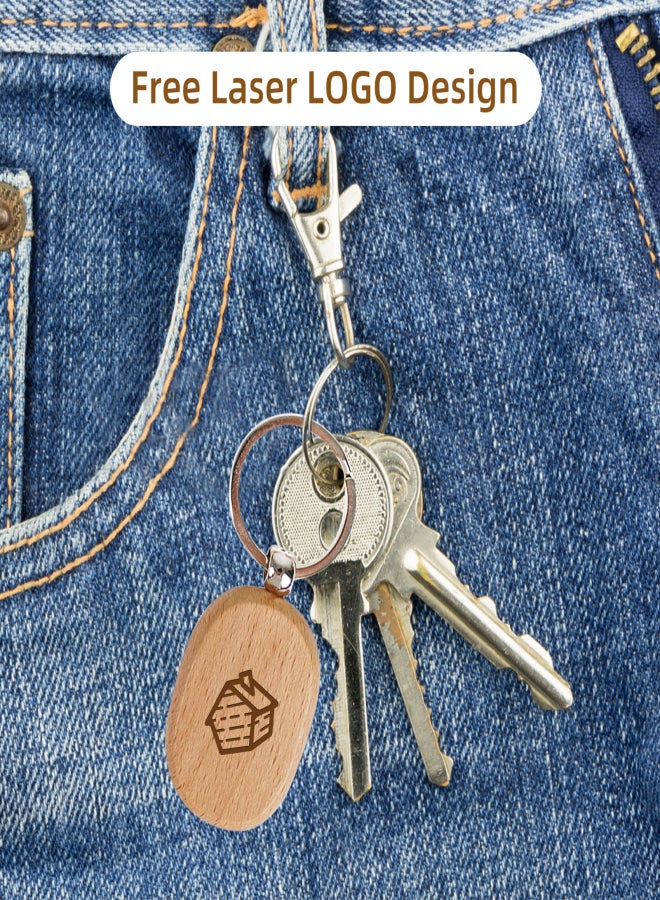 Two Trees 5PCS Blank Wooden Key Chains Rectangle Beech Wood Keychain Pendant for Engraving DIY Material Craft Wedding Birthday Christmas Ornament Decor Accessories Gift - Image 2