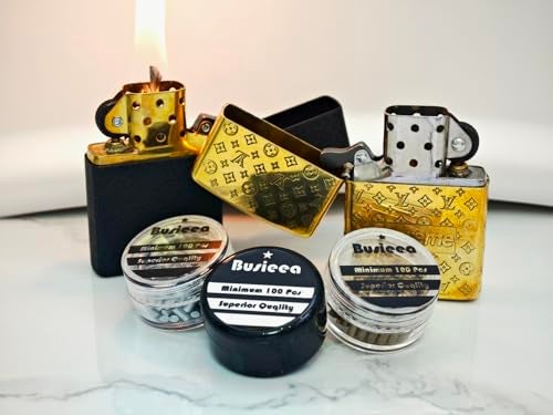 Busieea 100Pcs Lighter Flints, Flint Replacement Refills, All - Purpose Refills Suitable for Both Zippo and Clipper Lighters, Gold - Image 4