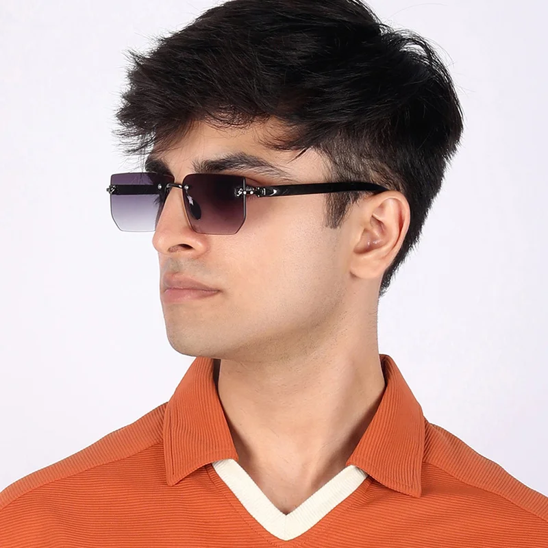 Woggles UV Protection Rectangle Sunglasses| Men &amp; Women|Rimless Sunglasses