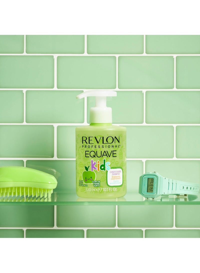 Revlon Professional Equave Kids Conditioning Shampoo, 300ml – Sulphate-Free Formula with Green Apple Fragrance, Gentle Hair Care for Kids, Detangling & Moisturizing - Image 2