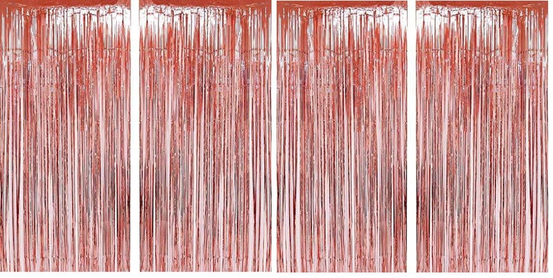 HK balloons 4Pcs, 3Ft X 6 Ft Metallic Foil Curtain for Birthday Decor,Birthday,Anniversary Bachelor,Baby Shower Photo Backdrop Decoration (Rose Gold, Pack of 4) - Image 1