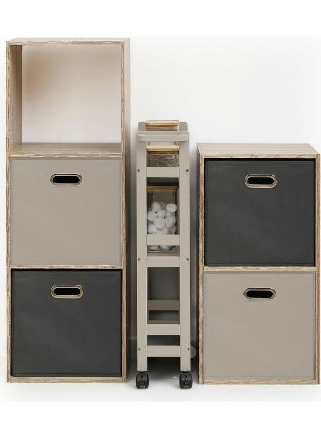 لوفت عربة، رف تخزين، طول 40 × عرض 15 × ارتفاع 75 سم، بيج-174762O - Image 4