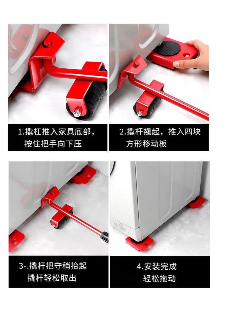5 Piece Set Multi-Functional Heavy Load Handling Combination Household Hardware Furniture Moving Tool  - Image 4