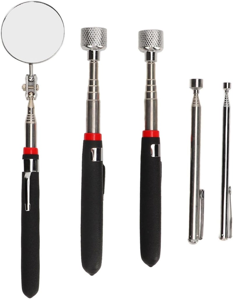5 Pcs Magnetic Pickup Tool Set, Telescoping Magnetic Grabber with 15LB 10LB 3.5LB 1.5LB Strength and Extendable Inspection Mirror for Auto Repair and Tight Spaces - Image 1