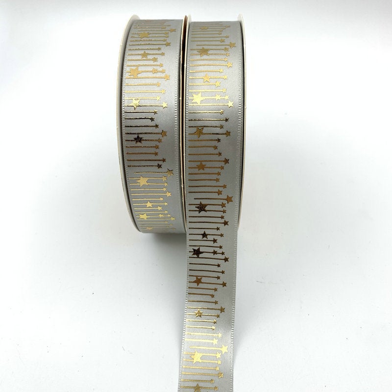 2.5Cm New Star Thermosetting Bronzing Ribbon Packaging Gift Box Accompanying Gift Spot Printing Ribbon Factory - Image 1