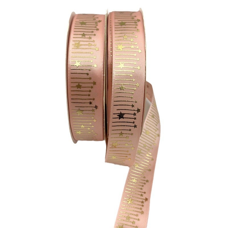 2.5Cm New Star Thermosetting Bronzing Ribbon Packaging Gift Box Accompanying Gift Spot Printing Ribbon Factory - Image 4