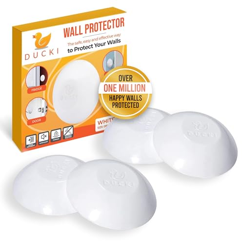 Ducki Wall Protectors -4 Pack White- Self Adhesive, Reusable Solution for Stopping Wall Damage & Noise from Doors, Refrigerators & More in Your Home or Office - Durable, Shock Absorbent & Discreet - Image 1