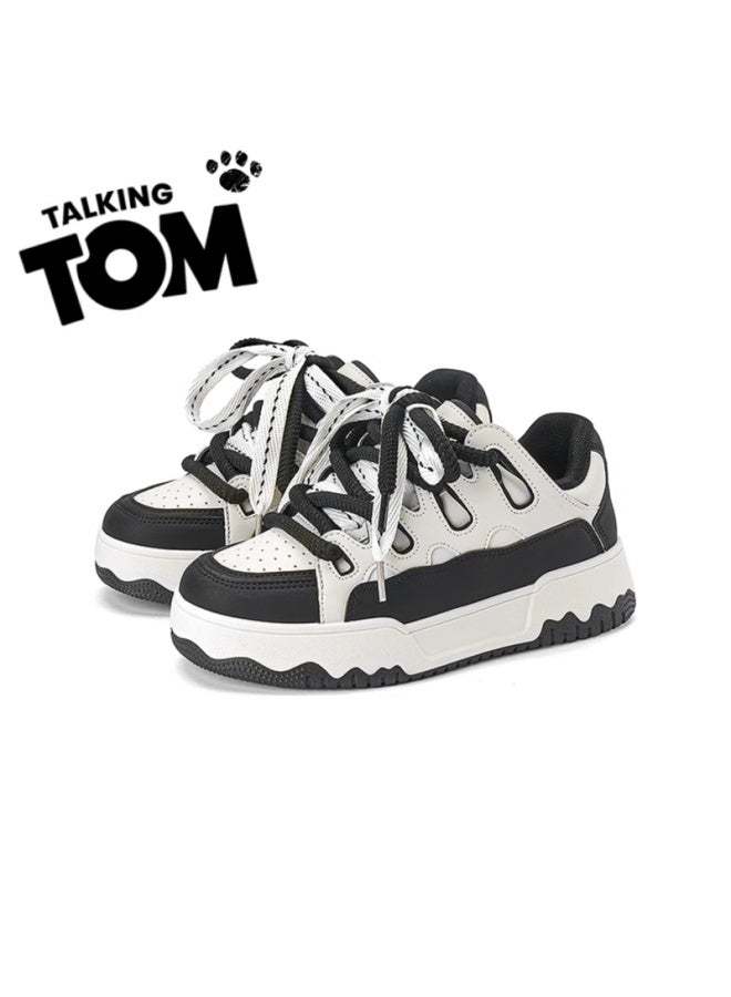 Talking Tom Couple's Classic Black And White Sneakers High-value Daily Sports Casual Shoes For Men And Women, Size 43 - Image 4