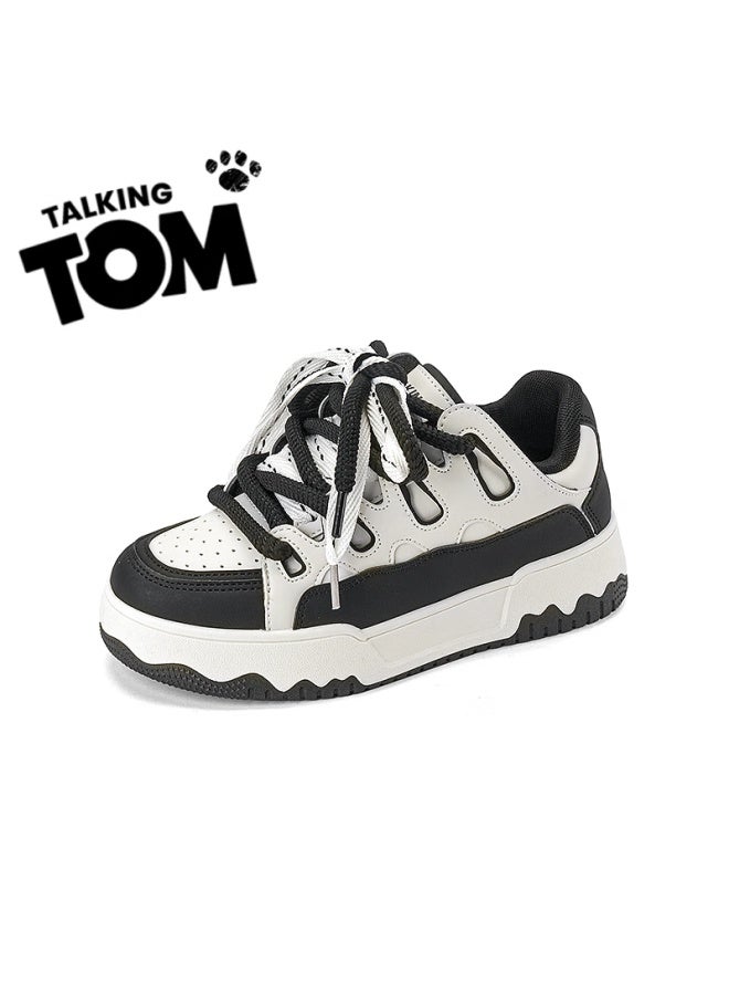 Talking Tom Couple's Classic Black And White Sneakers High-value Daily Sports Casual Shoes For Men And Women, Size 43 - Image 3