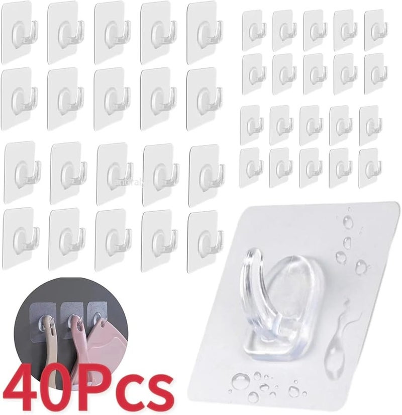 20 قطعة من الخطافات اللاصقة البلاستيكية الشفافة لا تترك أثرًا ولا تخدش مقاومة للماء للمطبخ والحمام والمكتب والتخزين - Image 4