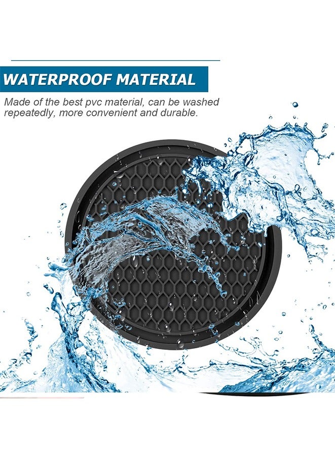 4 PCS Car Cup Holder Coaster, Universal Auto Anti Slip Cup Holder Insert Coaster, 2.77 inch Anti Slip Silicone Car Coaster, Car Interior Accessories, Honeycomb Waterproof Fixed Tea Coaster(Black) - Image 5