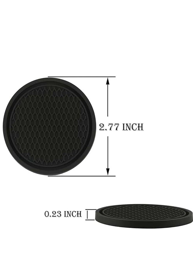 4 PCS Car Cup Holder Coaster, Universal Auto Anti Slip Cup Holder Insert Coaster, 2.77 inch Anti Slip Silicone Car Coaster, Car Interior Accessories, Honeycomb Waterproof Fixed Tea Coaster(Black) - Image 4