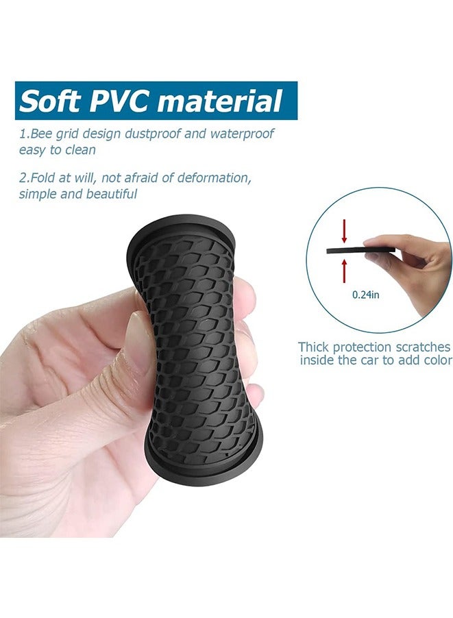4 PCS Car Cup Holder Coaster, Universal Auto Anti Slip Cup Holder Insert Coaster, 2.77 inch Anti Slip Silicone Car Coaster, Car Interior Accessories, Honeycomb Waterproof Fixed Tea Coaster(Black) - Image 3
