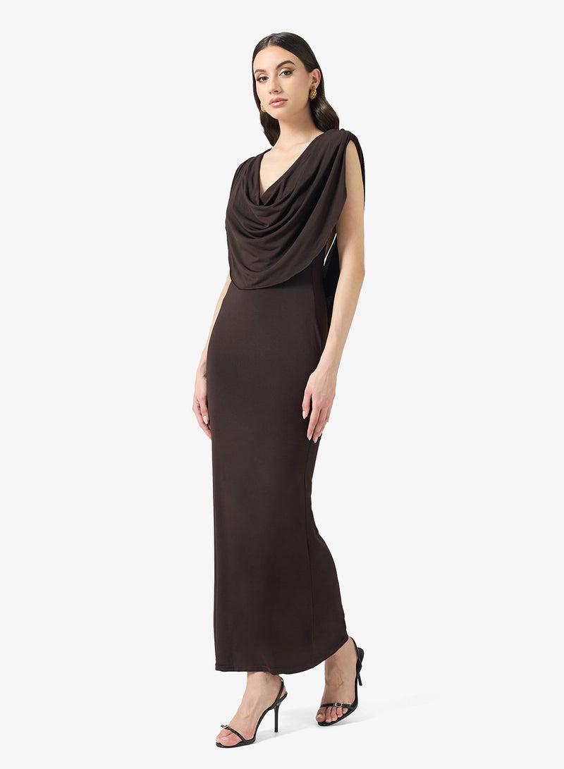 تي اف ان سي فستان ماكسي ضيق بياقة متدلية مزين - Image 1