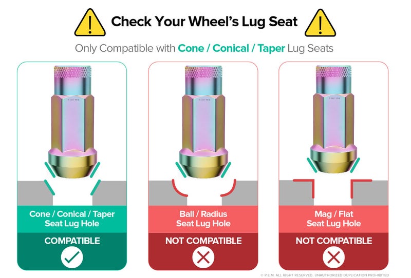 StanceMagic 20pcs Neochrome 12x1.25 Extended Tuner Lug Nuts - Open End, Cone Taper Acorn Seat, 50mm (2") Length, 22mm (0.87") Width, 17mm 11/16" Hex - Compatible with Nissan Infiniti Subaru and More - Image 4