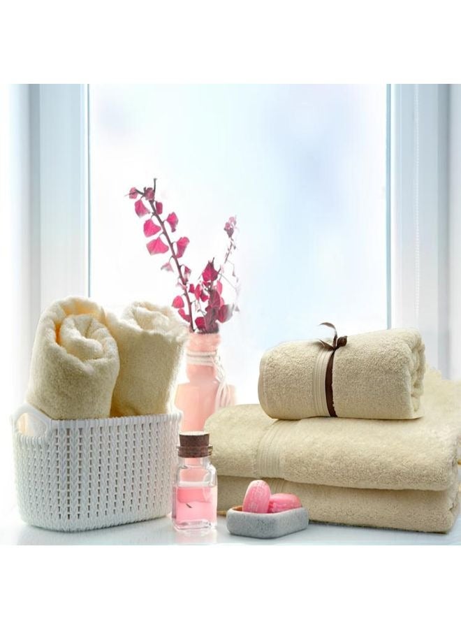 BYFT Home Essentials (Cream) Luxury Bath Towel (70 x 140 Cm -Set of 1) 100% Cotton, Highly Absorbent and Quick dry with Horizontal Striped Dobby -550 Gsm - Image 1