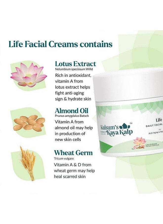 Kulsum's Kaya Kalp Herbals Life Daily Facial Cream For Anti Ageing & Rejuvenation For Normal To Dry Skin 200 G  - Image 5