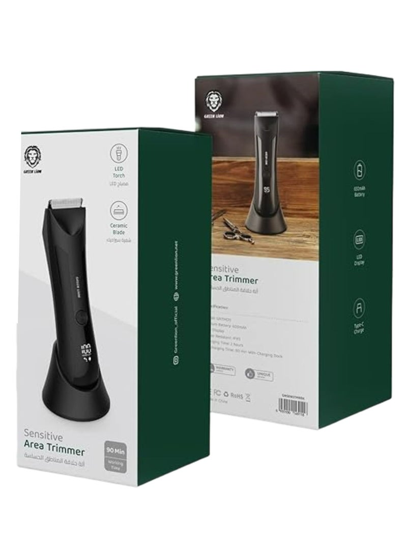 Sensitive Area Trimmer with 90-Minutes Working Time, LED Display, 600mAh Battery Capacity, Water-Resistant, Ceramic Blades, 2 Hours Charging Time - Black