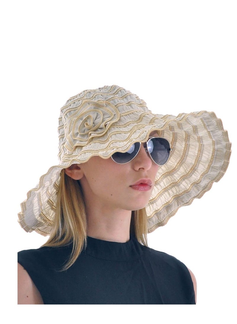 SYOSI Women Folding Vintage Outdoor Sun Hats for Beach Garden Travelling UV Protection - Image 1