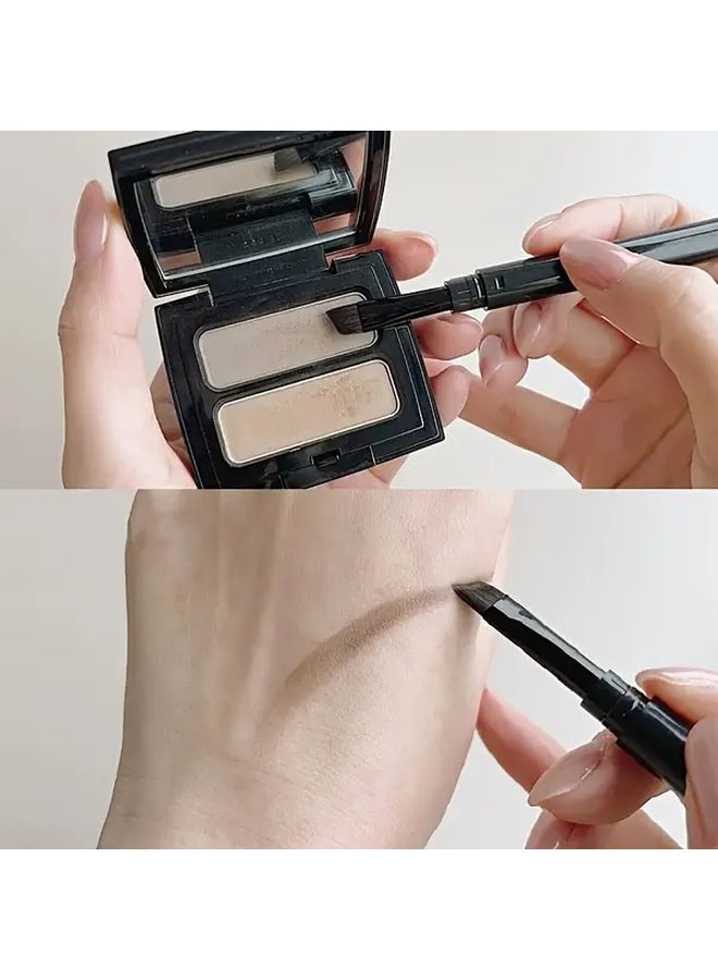 Portable Dual Head Eyebrow And Eyelash Line Brush Set With Cap FH 1 Dual Tip Nylon Bristles For Stencil Free Winged Looks Sensitive Light Beige Non Alcoholic Formula Compact Travel Friendly Makeup Brush Kit For All Light Beige Types - Image 5