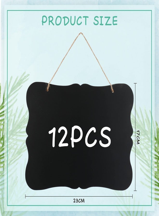 Harloon 12 Pack 9"x7" Double Sided Hanging Chalkboard Signs with String, Wood Chalkboard Price Tags, Memo Message Sign Erasable Message Board for Home Weddings Kitchen Party Event Label(Wave) - Image 2