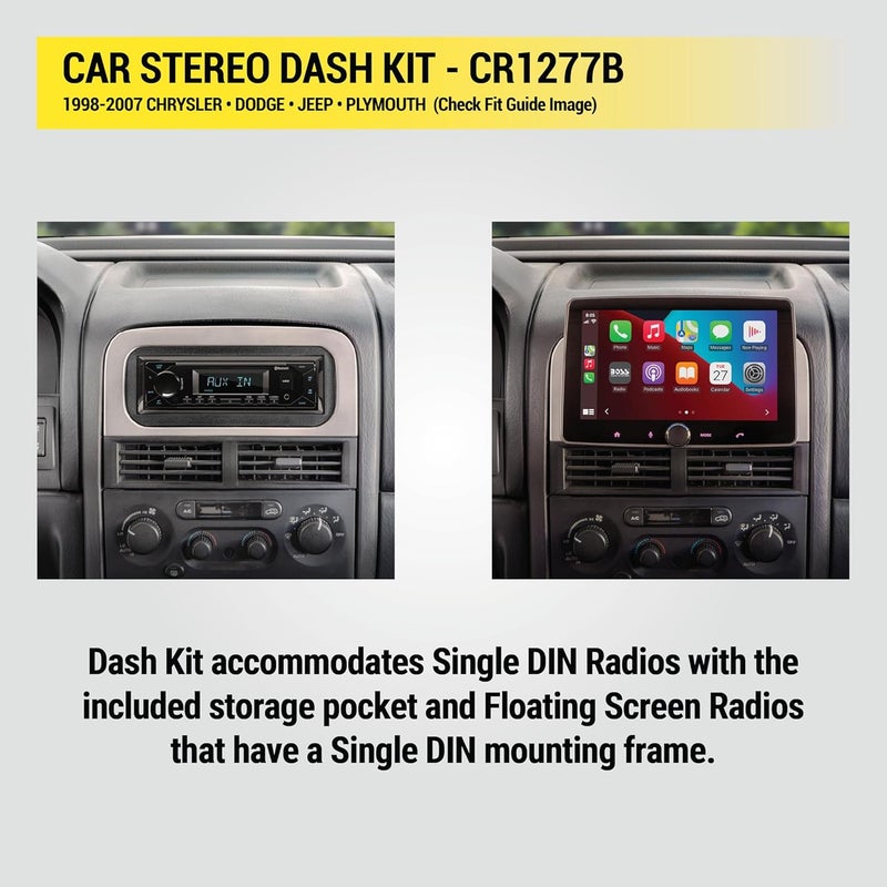 Scosche CR1277B DIN Dash Kit for 1998-07 Chrysler/Dodge/Jeep/Plymouth - Black - Image 4