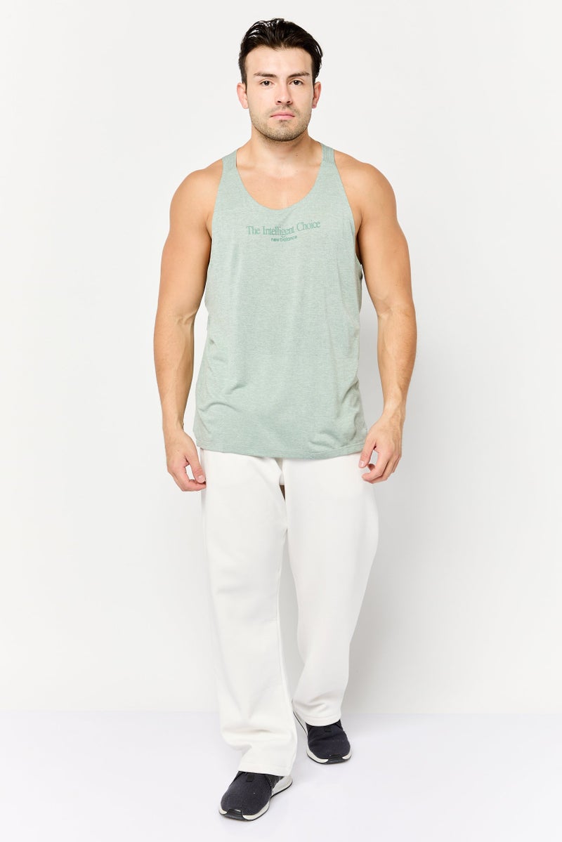 New Balance Men Athletic Fit Sleeveless Running Vest, Sage Green - Image 2