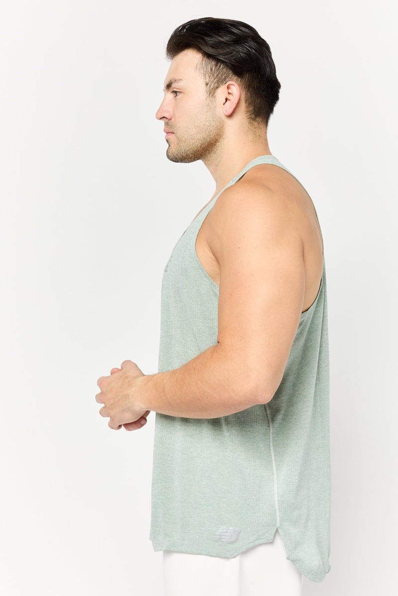 New Balance Men Athletic Fit Sleeveless Running Vest, Sage Green - Image 3
