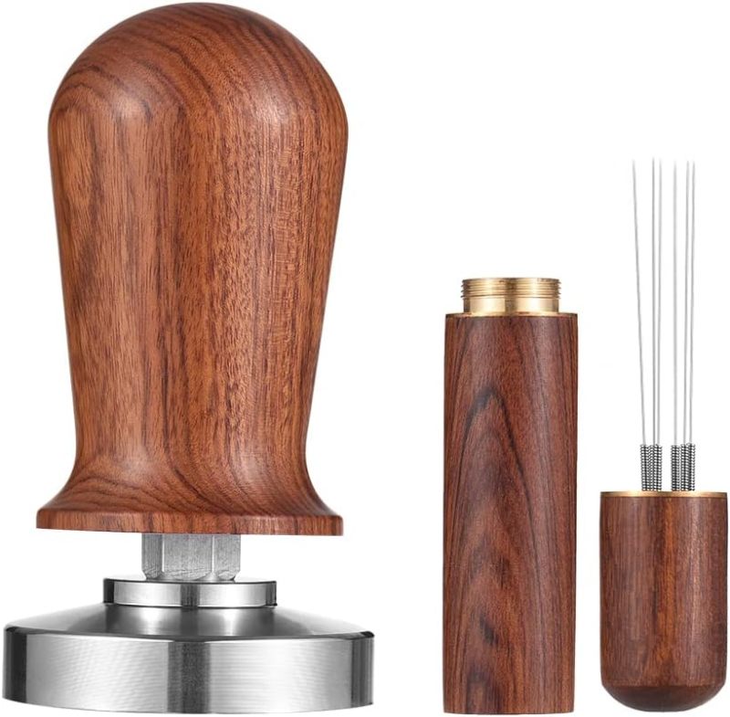 51mm Stainless Steel Coffee Tamper - Mahogany Color Espresso Tool with Consistent Tamping Pressure - Rustproof Dishwasher Safe for Professional Baristas Home Espresso Enthusiasts - Image 1