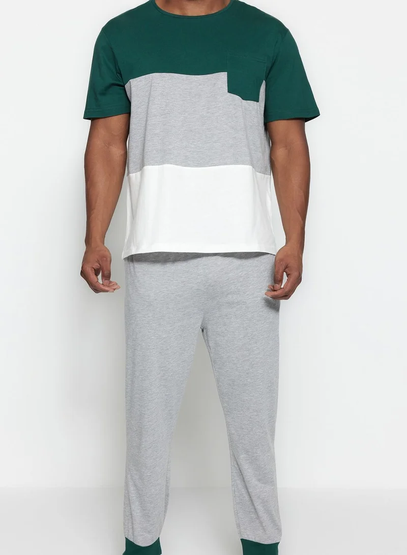 trendyol Color Block Crew Neck T-Shirt & Sweatpants