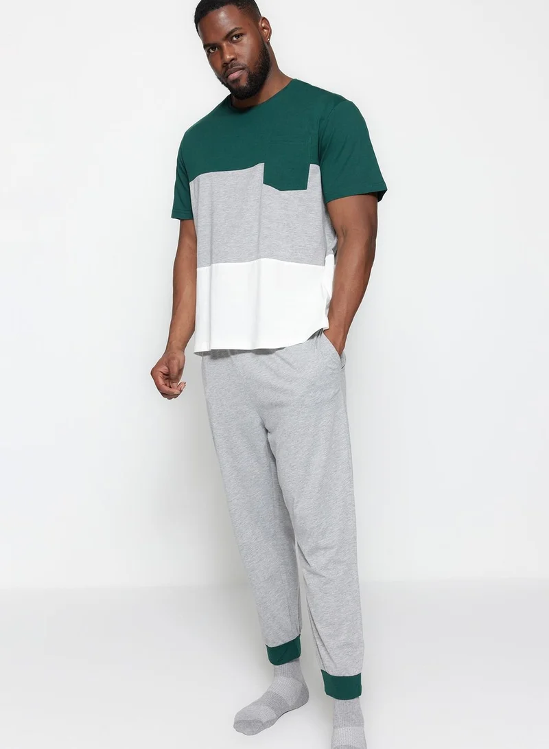 trendyol Color Block Crew Neck T-Shirt & Sweatpants