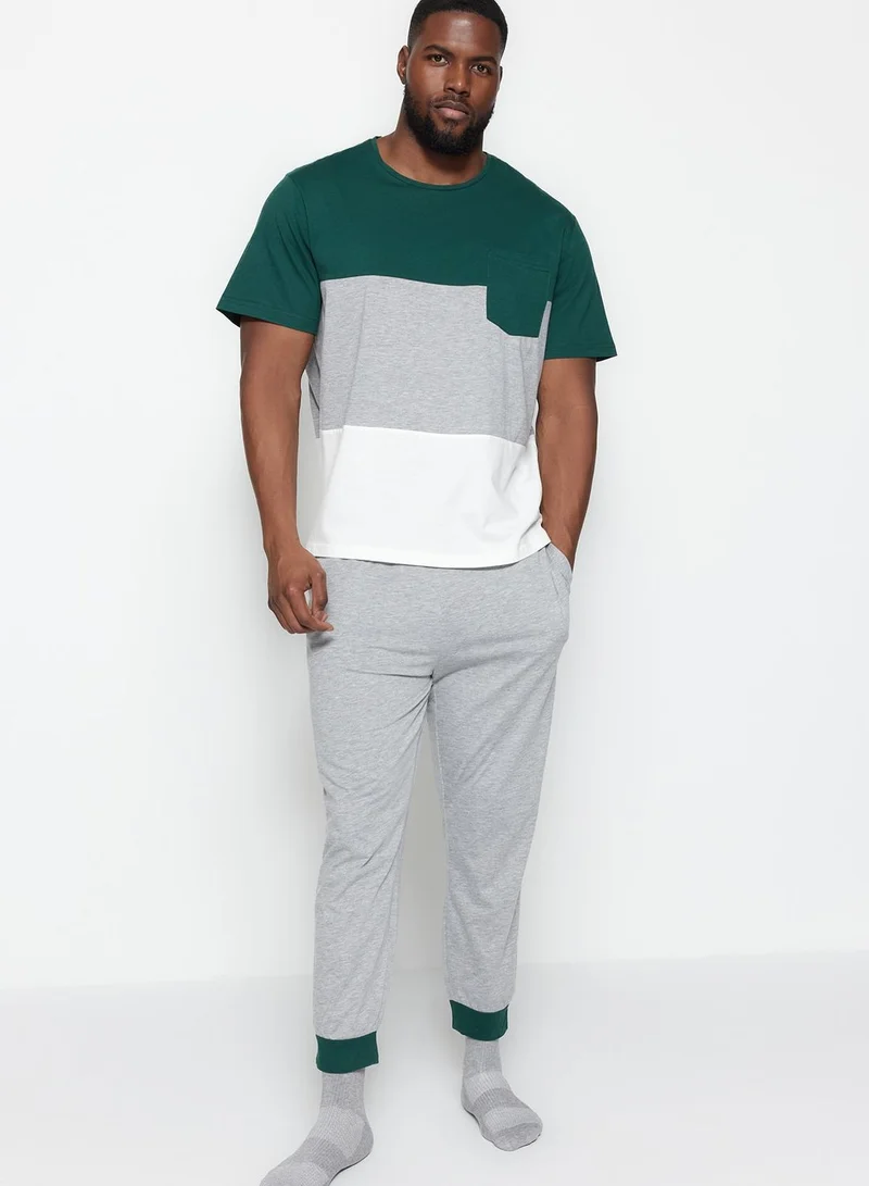 trendyol Color Block Crew Neck T-Shirt & Sweatpants
