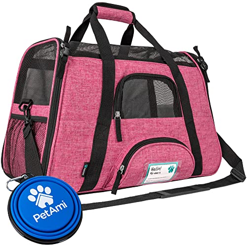 PetAmi Airline Approved Pet Carrier for Cat, Soft Sided Dog Carrier for Small Dog, Cat Travel Supplies Accessories Indoor Cat, Ventilated Pet Carrying Bag Medium Large Kitten Puppy, Large Heather Pink - Image 1