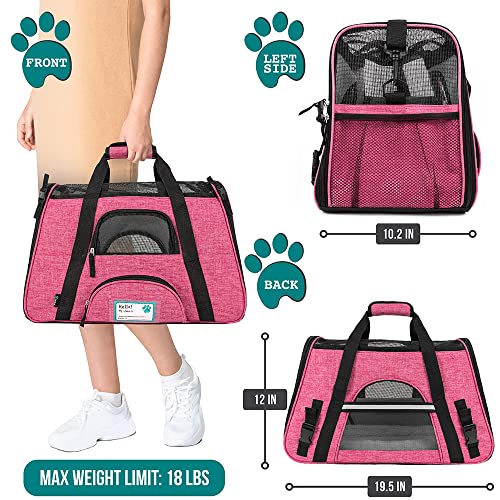PetAmi Airline Approved Pet Carrier for Cat, Soft Sided Dog Carrier for Small Dog, Cat Travel Supplies Accessories Indoor Cat, Ventilated Pet Carrying Bag Medium Large Kitten Puppy, Large Heather Pink - Image 2