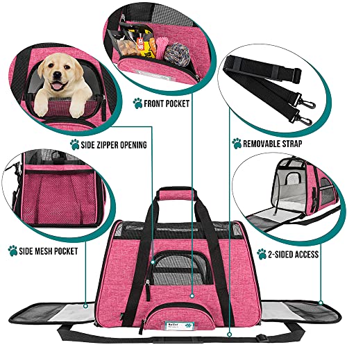 PetAmi Airline Approved Pet Carrier for Cat, Soft Sided Dog Carrier for Small Dog, Cat Travel Supplies Accessories Indoor Cat, Ventilated Pet Carrying Bag Medium Large Kitten Puppy, Large Heather Pink - Image 3
