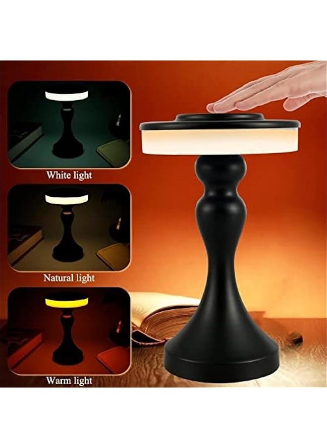 Generic GZKPL Bedroom Table Lamps, Cordless Bedside Desk Light with Touch Switch Portable LED Dimmable Brightness Rechargeable Battery Operated Night Light for Home, Office, Restaurant (Black)  - Image 2