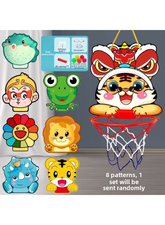 Basketball Stand Children's Home Indoor Adjustable Mobile Adult Standard Basketball Frame Youth Basketball Stand Toy-Color:Three Balls [recommend]]-Specifications:Hanging Basketball Board [random Style Accessories]] - Image 1