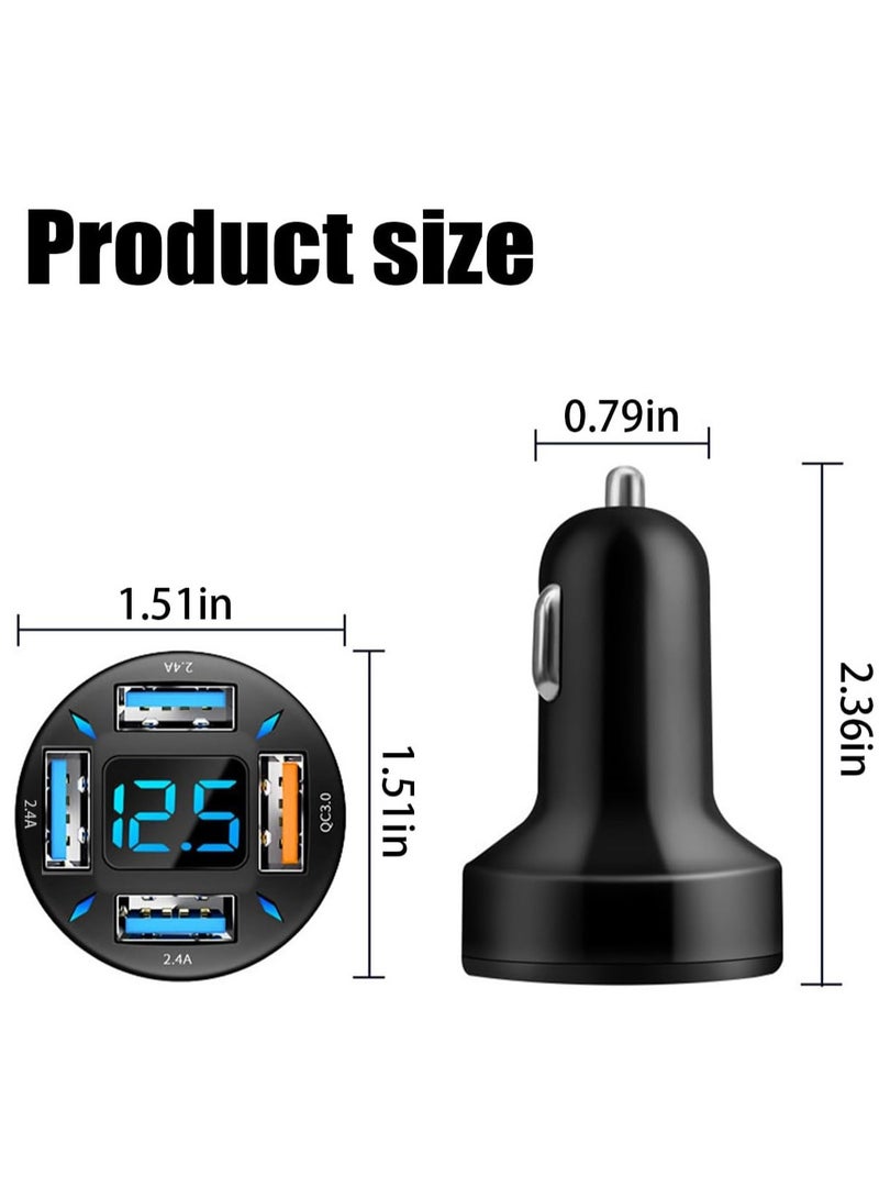 Arabest 4 Ports USB Car Charger, 66W Super Fast Charging with QC 3.0, PD 20W and USB 2.4A Charger Adapter, Quick Charge with LED Voltmeter, Auto Cigarette Lighter Plug (QC3.0, 1PCS)  - Image 2